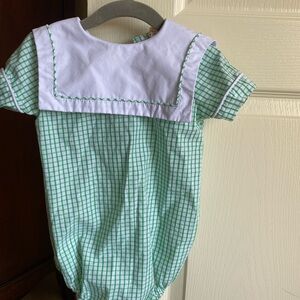 The Beaufort Bonnet Company Green Plaid Baby Romper